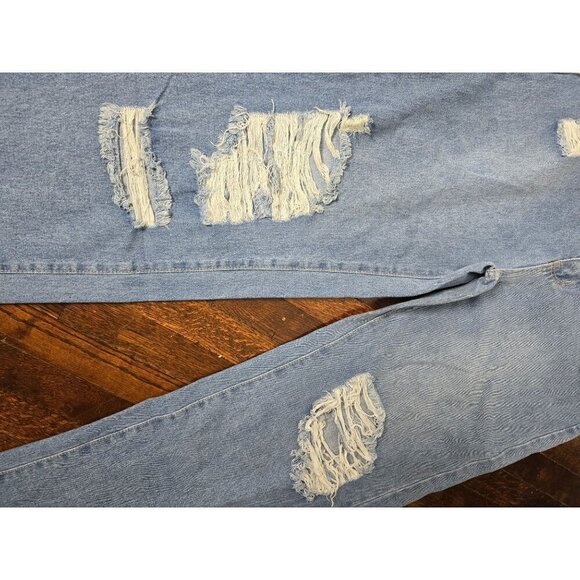 Wide Leg Distressed Casual Jeans - Picture 4 of 14